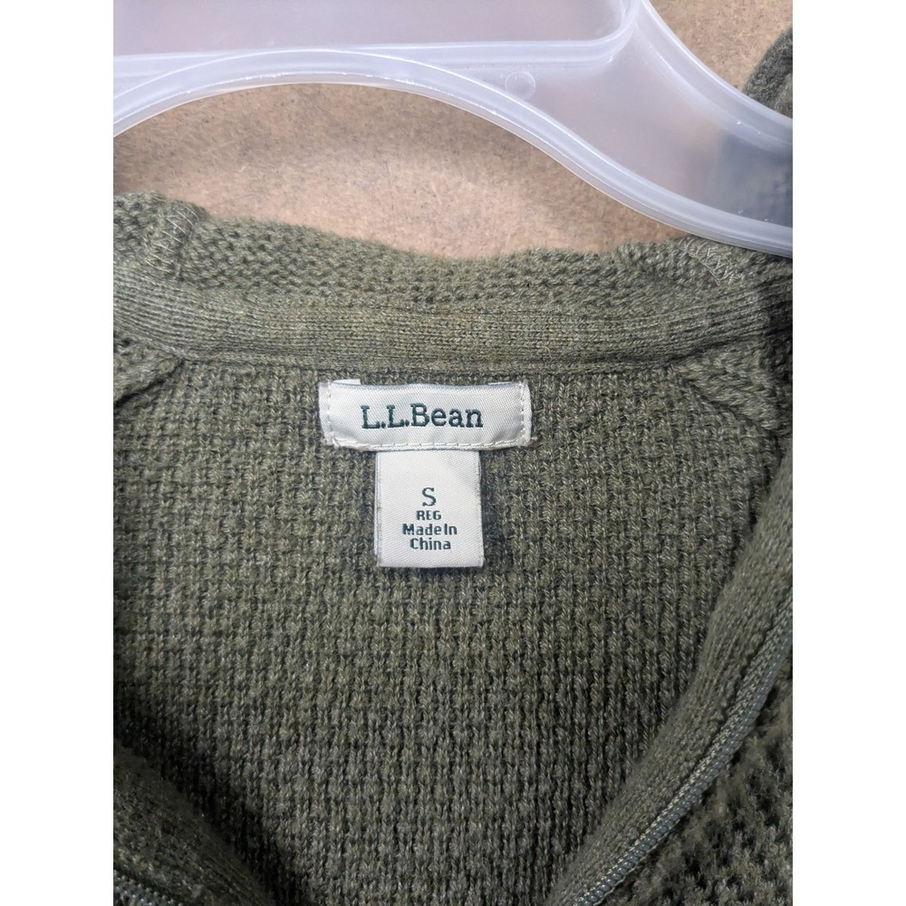 LL Bean Womens Olive Green Quarter Zip Hooded Sweater Thermolite 505129 Small - Picture 6 of 8